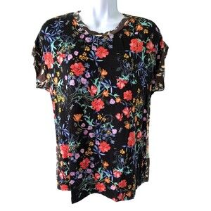Nwot Johnny Was Kashim Relaxed Tee Cap Sleeve T-Shirt Floral Bamboo Crew Neck XS